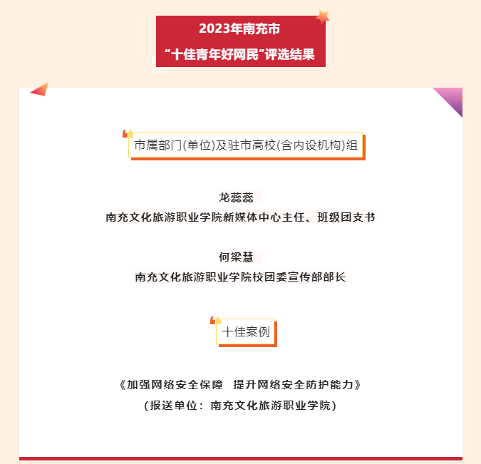 2023年南充“十佳青年好網(wǎng)民”名單公布！我校上榜